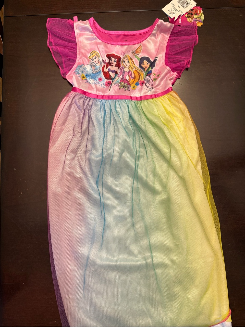 Disney Girls Pink and Rainbow Princess Dress-Up Costume